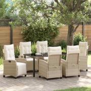 vidaXL Trädgårdsmöbelset 7 pcs Beige konstrotting