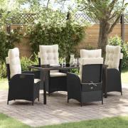 vidaXL Trädgårdsmöbelset 5 pcs Svart konstrotting