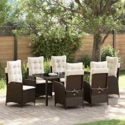 vidaXL Trädgårdsmöbelset 7 pcs Brun konstrotting