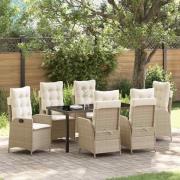 vidaXL Trädgårdsmöbelset 7 pcs Beige konstrotting