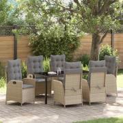 vidaXL Trädgårdsmöbelset 7 pcs Beige konstrotting