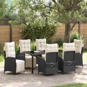 vidaXL Trädgårdsmöbelset 7 pcs Svart Poly rattan