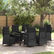 vidaXL Trädgårdsmöbelset 7 pcs Svart Poly rattan