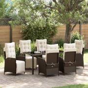 vidaXL Trädgårdsmöbelset 7 pcs Brun Poly rattan