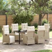 vidaXL Trädgårdsmöbelset 7 pcs Beige Poly rattan