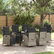 vidaXL Trädgårdsmöbelset 7 pcs Ljusgrå Poly rattan