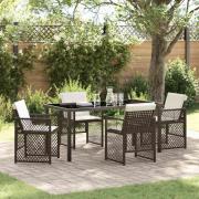 vidaXL Trädgårdsmöbelset 5 pcs Brun konstrotting
