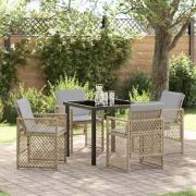 vidaXL Trädgårdsmöbelset 5 pcs Beige konstrotting