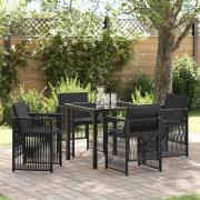vidaXL Trädgårdsmöbelset 5 pcs Svart Poly rattan