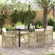 vidaXL Trädgårdsmöbelset 5 pcs Beige Poly rattan