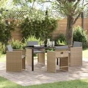 vidaXL Trädgårdsmöbelset 5 pcs Beige konstrotting