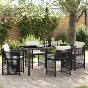 vidaXL Trädgårdsmöbelset 5 pcs Svart konstrotting