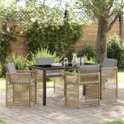 vidaXL Trädgårdsmöbelset 5 pcs Beige konstrotting