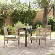 vidaXL Trädgårdsmöbelset 5 pcs Beige konstrotting