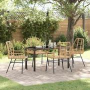 vidaXL Trädgårdsmöbelset 5 pcs Brun konstrotting
