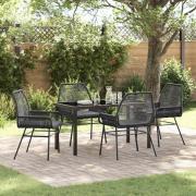 vidaXL Trädgårdsmöbelset 5 pcs Svart konstrotting