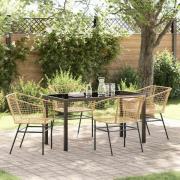 vidaXL Trädgårdsmöbelset 5 pcs Brun konstrotting