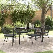 vidaXL Trädgårdsmöbelset 5 pcs Svart konstrotting