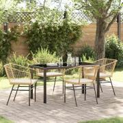 vidaXL Trädgårdsmöbelset 5 pcs Brun konstrotting
