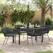 vidaXL Trädgårdsmöbelset 5 pcs Svart Poly rattan