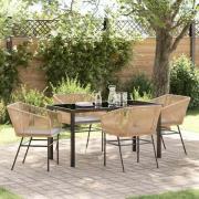 vidaXL Trädgårdsmöbelset 5 pcs Brun Poly rattan