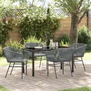 vidaXL Trädgårdsmöbelset 5 pcs Grå Poly rattan
