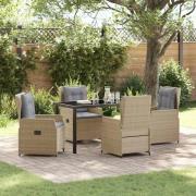 vidaXL Trädgårdsmöbelset 5 pcs Beige konstrotting
