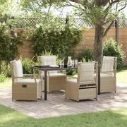 vidaXL Trädgårdsmöbelset 5 pcs Beige konstrotting