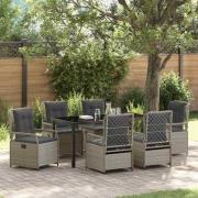 vidaXL Trädgårdsmöbelset 7 pcs Ljusgrå konstrotting