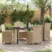 vidaXL Trädgårdsmöbelset 5 pcs Beige konstrotting