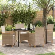vidaXL Trädgårdsmöbelset 5 pcs Beige konstrotting
