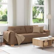vidaXL 3-Sits soffa med kudde Brun tyg