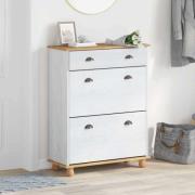 vidaXL Skoskåp med låda ASKIM Vit 85 x 35 x 108 cm Massiv furu