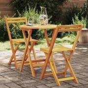 vidaXL Trädgårds Bistro Set med kudde 3 pcs Brun massivt akacia