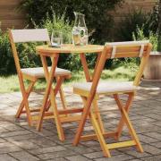 vidaXL Trädgårds Bistro Set med kudde 3 pcs Brun massivt akacia