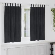 vidaXL Gardiner med gardiner 2 pcs Svart 140 x 175 cm Sammet
