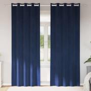 vidaXL Gardiner med gardiner 2 pcs Mörkblå 140 x 245 cm Sammet