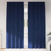 vidaXL Gardiner med gardiner 2 pcs Mörkblå 140 x 245 cm Sammet