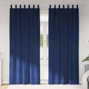 vidaXL Mörkläggningsgardiner 2 pcs Mörkblå 140 x 245 cm Sammet