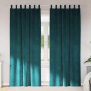 vidaXL Gardiner med gardiner 2 pcs Mörkgrön 140 x 225 cm Sammet