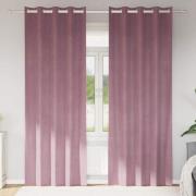 vidaXL Gardiner med gardiner 2 pcs Mörk rosa 140 x 245 cm Sammet
