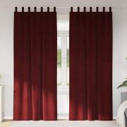 vidaXL Gardiner med gardiner 2 pcs Vinröd 140 x 225 cm Sammet