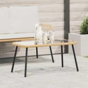 vidaXL Kaffeebord Brun, Svart 90 x 45 x 42 cm Poly Rattan, glas