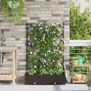vidaXL Trädgårdsplanterare med trellis Brun 80 x 40 x 125.5 cm PP