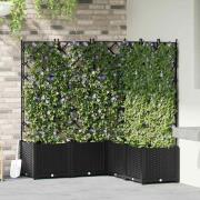 vidaXL Trädgårdsplanterare med trellis 5 pcs Svart 120 x 120 x 143 cm