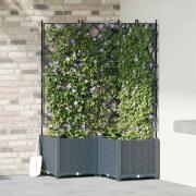 vidaXL Trädgårdsplanterare med trellis 3 pcs Ljusgrå 80 x 80 x 143 cm