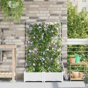 vidaXL Trädgårdsplanterare med trellis 2 pcs Vit 80 x 40 x 125.5 cm PP