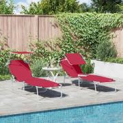 vidaXL Solstol 2-person 2 pcs Röd 58 x 188 x 77cm tyg