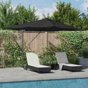 vidaXL Kantilever Roma Parasoll Svart och svart 352 x 251 x 265 cm