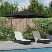 vidaXL Kantilever Roma Parasoll Svart och svart 352 x 251 x 265 cm